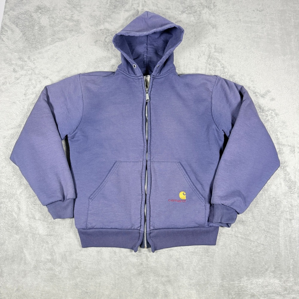 Vintage Carhartt Mens Zip Up Thermal Lined Hoodie Faded Workwear